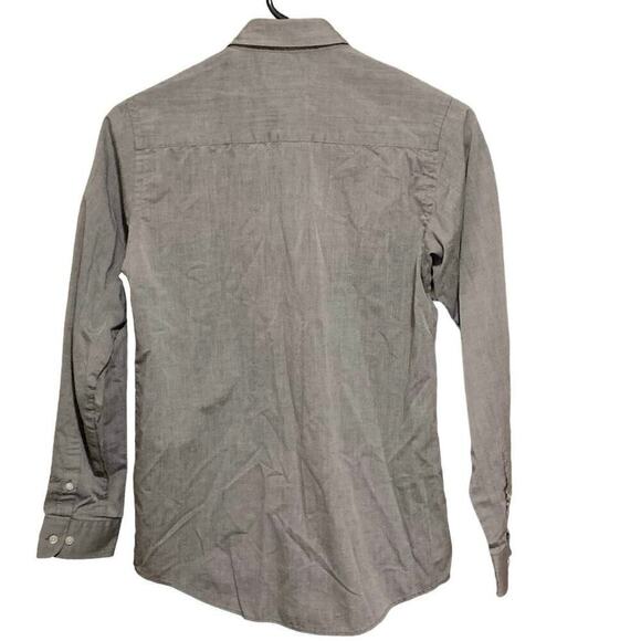 Van Heusen Mens Size Large Button Up Dress Shirt Grey Flex Slim Fit Wrinkle Free - Picture 2 of 5